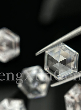 白色六角形宝石六边形锆石裸钻异形仿真瑞士钻白钻裸石配石diy