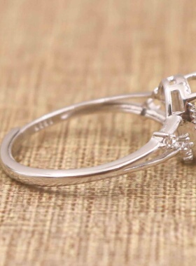 蛋形925银戴妃款戒指空托围锆代裸石镶嵌18k金多规格戒指空托活口