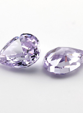梨形薰衣草冰花切锆石裸石 水滴形人造宝石高碳钻戒面饰品镶嵌diy