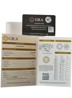 1本莫桑证书产品说明书GRA黑卡标签珠宝戒指吊坠 小胶套版证书