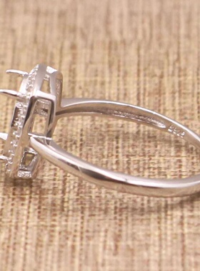 蛋形925银戴妃款戒指空托围锆代裸石镶嵌18k金多规格戒指空托活口