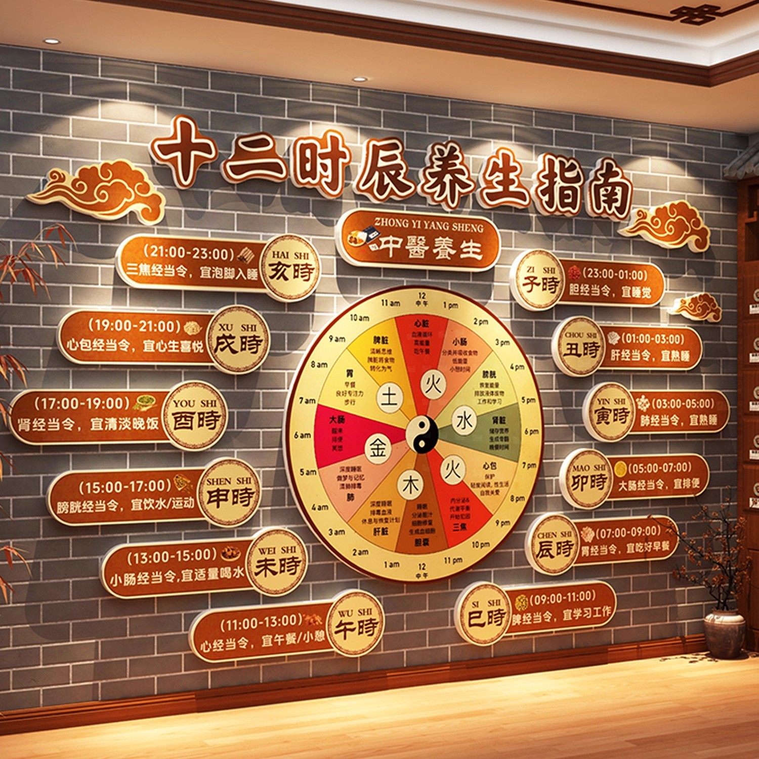 中医馆氛围布置养生软装饰挂画十二时辰文化背景药食同源展示墙面,淘宝优惠券,粉丝福利购,淘宝优惠卷