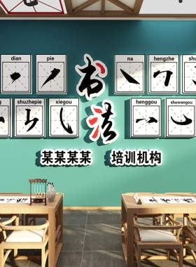 硬笔书法教室布置装饰培训班机构形象文化墙面贴纸环创氛围挂画壁