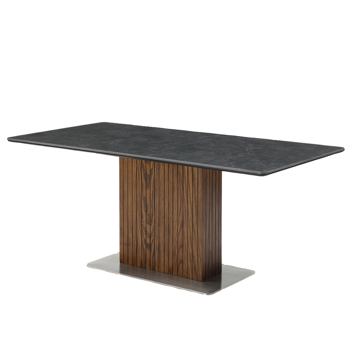 岩板实木餐桌家用小户型白蜡木长方形现代简约意式极简洞石餐桌椅-图3