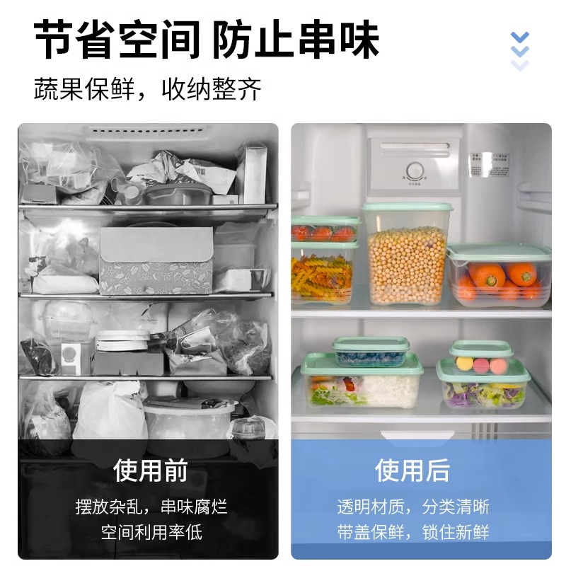 保鲜盒食品级冰箱专用塑料盒子长方形饭盒收纳盒储物盒密封盒厨房