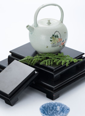 盆景增高台泰山石木质底座摆件