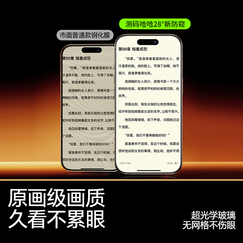 【3片装】测码哈哈适用苹果iPhone17钢化膜17ProMax手机膜16Pro防偷窥14 15全屏覆盖13防指纹12防爆xr贴膜11