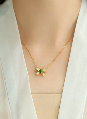 兰术女纯银轻国风蝴蝶结项链