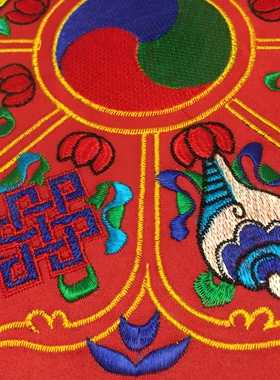 刺绣八吉祥圆形佛像供垫行运垫