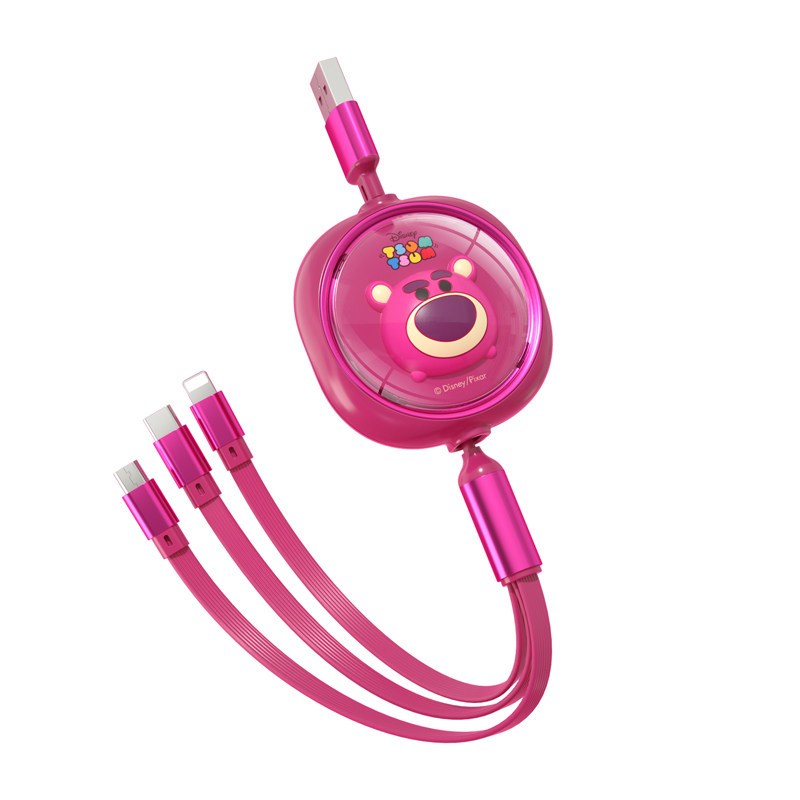 迪士尼正品 三合一数据线伸缩充电线一拖三快充适用苹果华为安卓Typec手机平板车载多头多功能通用线卡通可爱,淘宝优惠券,粉丝福利购,淘宝优惠卷