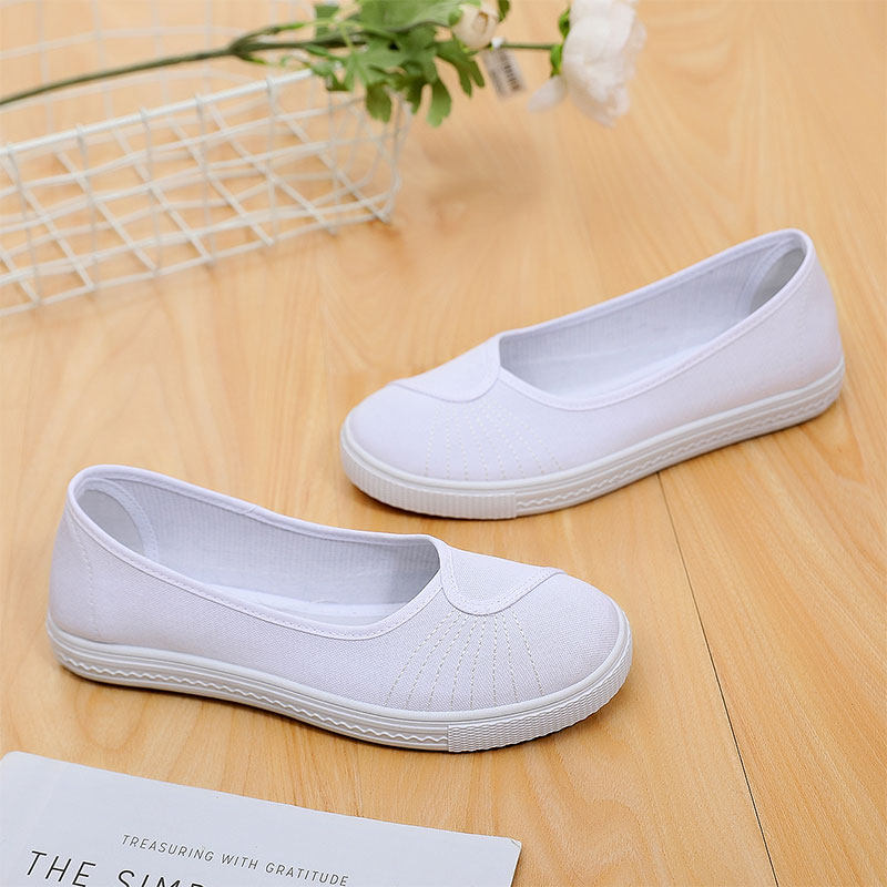 白色护士鞋女软底透气防臭防滑一脚蹬老北京布鞋牛筋美容师工作鞋,淘宝优惠券,粉丝福利购,淘宝优惠卷