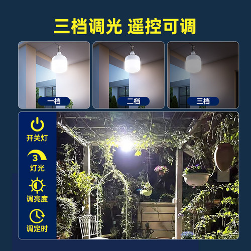太阳能庭院灯户外灯家用灯头超亮照明灯防水充电一拖二分体感应灯 - 图1