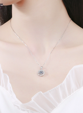 ECETOWIH莫桑石韩版圆包花球项链