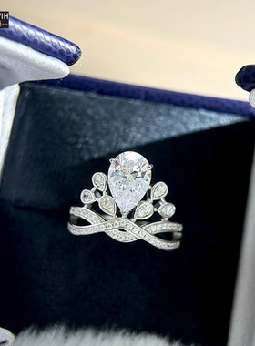 ECETOWIHs925纯银戒指女士莫桑石