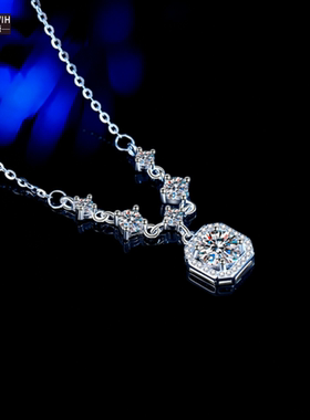 ECETOWIHs925纯银莫桑石方糖项链