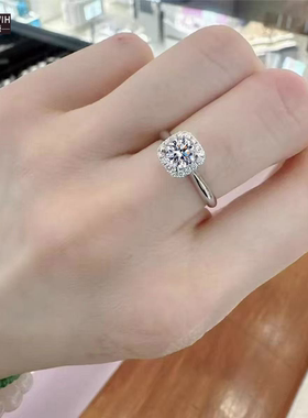 ECETOWIH光面方糖莫桑石开口戒指