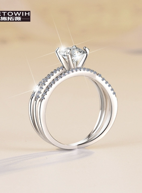 ECETOWIH新款莫桑石戒指三生三