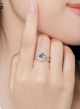ECETOWIHS925纯银莫桑石钻戒指公