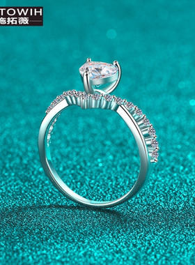 ECETOWIHS925纯银莫桑石戒指介子