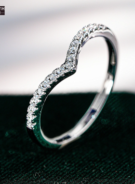 ECETOWIH新款石戒指V字型单排戒