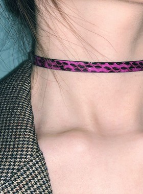 原创手工颈环真皮锁骨链男女通用