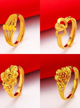 古法传承戒指紧箍咒越南沙金戒指女不掉色仿真黄金假首饰正品9999