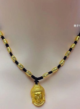 新款网红不掉色流行饰品原创手工编织佛头挂坠项链情侣闺蜜礼物