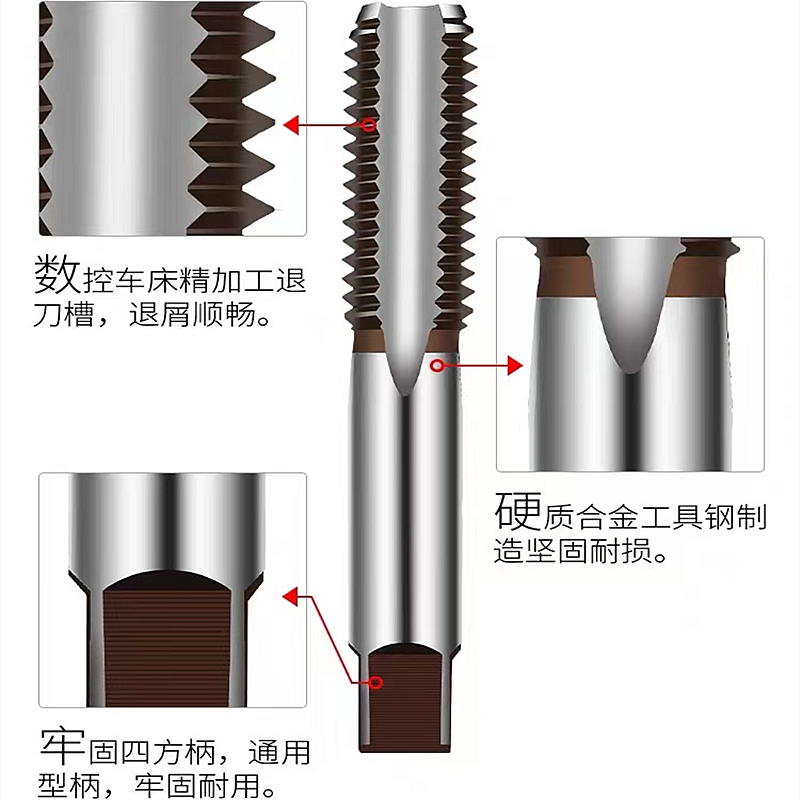 手用丝锥手动套装丝攻粗牙细牙M3M4M5M6M8M10M12M14M16M18M20M22