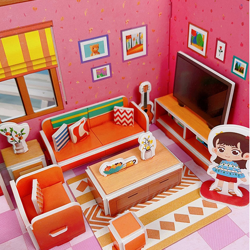 手工diy小屋房间卧室儿童大号3D立体房子拼图纸质模型8岁男孩女孩,淘宝优惠券,粉丝福利购,淘宝优惠卷