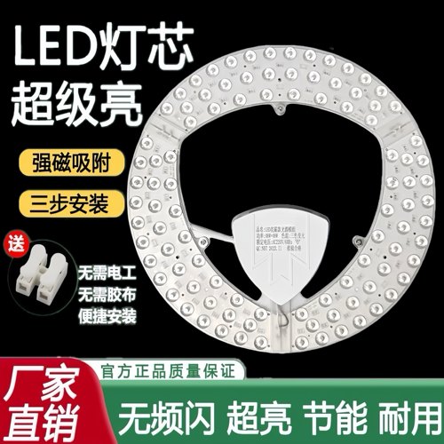 led吸顶灯灯芯圆形灯盘替换灯条灯管客厅卧室灯改造灯板节能灯泡 - 图0