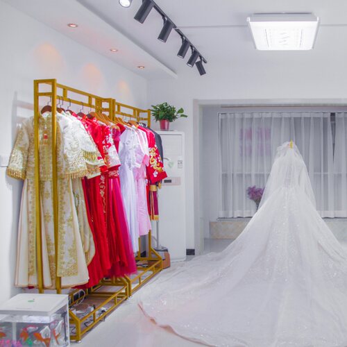 婚纱服装店婚纱礼服架子落地式陈列铁艺衣架金色挂婚纱架子展示架 - 图2
