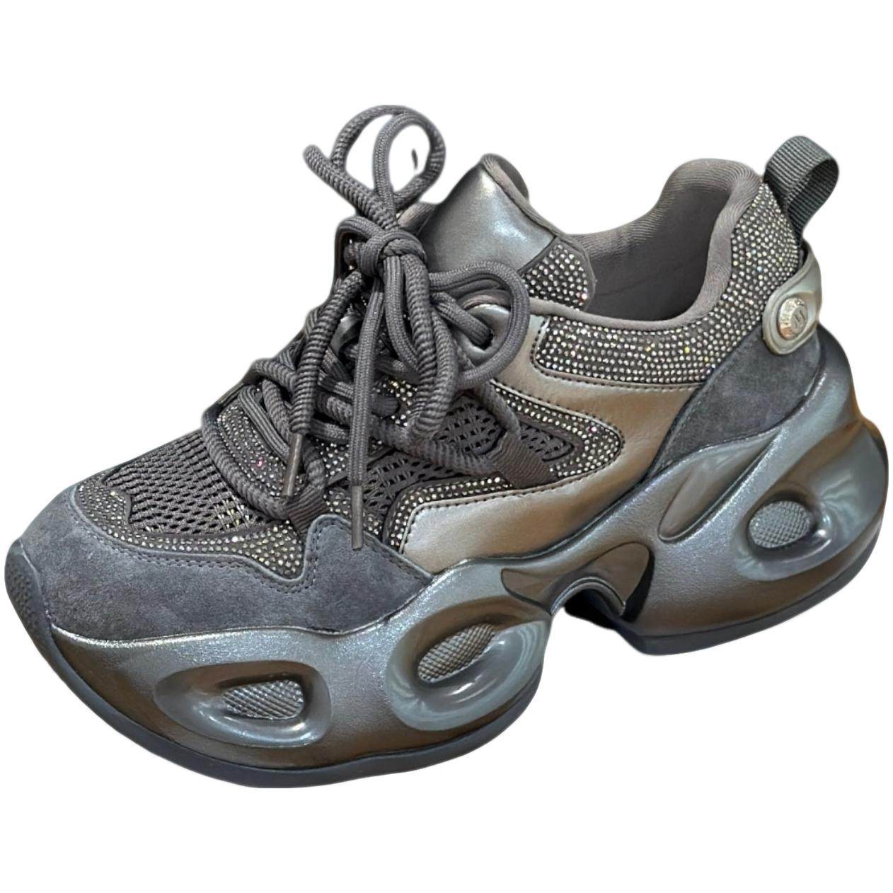 欧洲站水钻黑色真皮老爹鞋女2025新款秋季厚底轻便增高6cm休闲鞋,淘宝优惠券,粉丝福利购,淘宝优惠卷