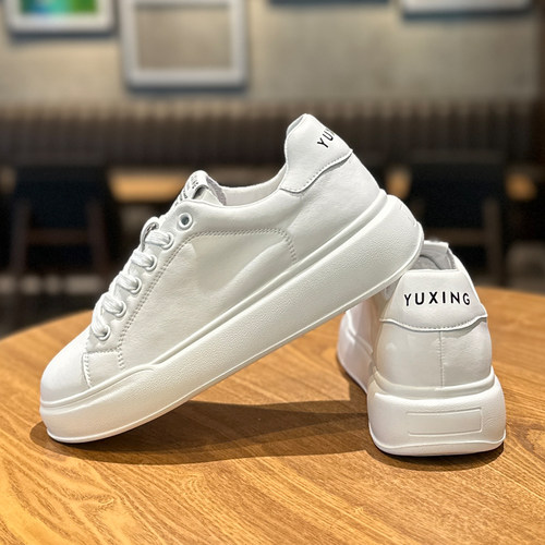 真皮小白鞋女ins爆款网红板鞋2025新款春秋圆头系带平底休闲单鞋 - 图2