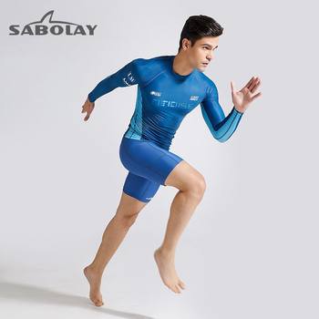 ຊຸດລອຍນ້ຳ SABOLAY ຜູ້ຊາຍແຂນຍາວ UPF50 ປ້ອງກັນແສງແດດ snorkeling waterproof women surfing suit quick-drying wetsuit