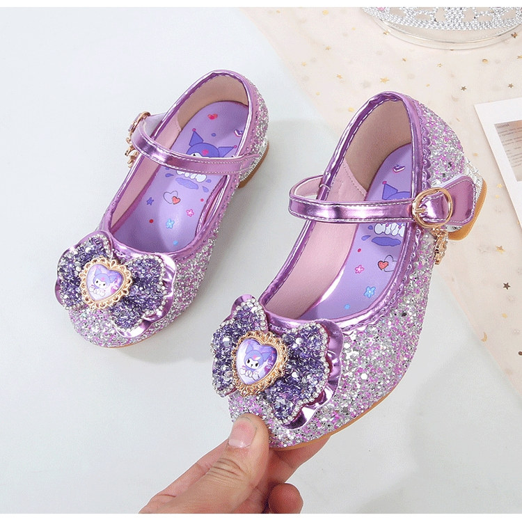 女童库洛米紫色公主鞋儿童高跟单鞋女孩水晶鞋2025春秋季软底皮鞋,淘宝优惠券,粉丝福利购,淘宝优惠卷