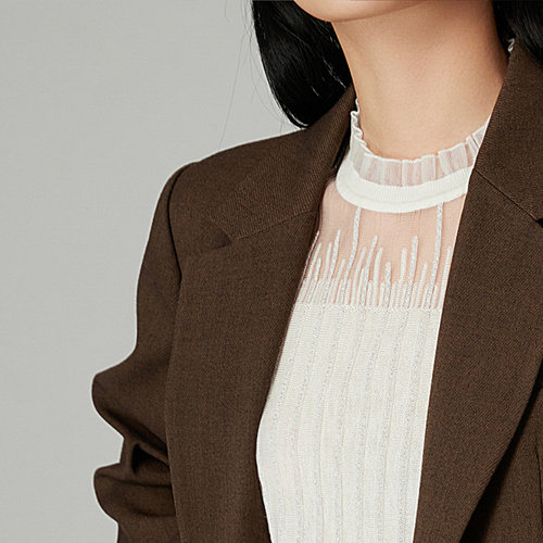 IVYKKI艾维简约气质西装时尚复古棕色长袖短外套女2025年秋季新款 - 图3