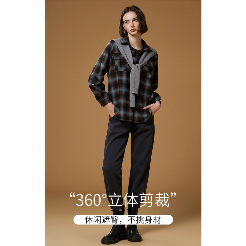 IVYKKI艾维时尚百搭休闲裤女宽松显瘦高腰束脚裤子2025年秋季新款 - 图0