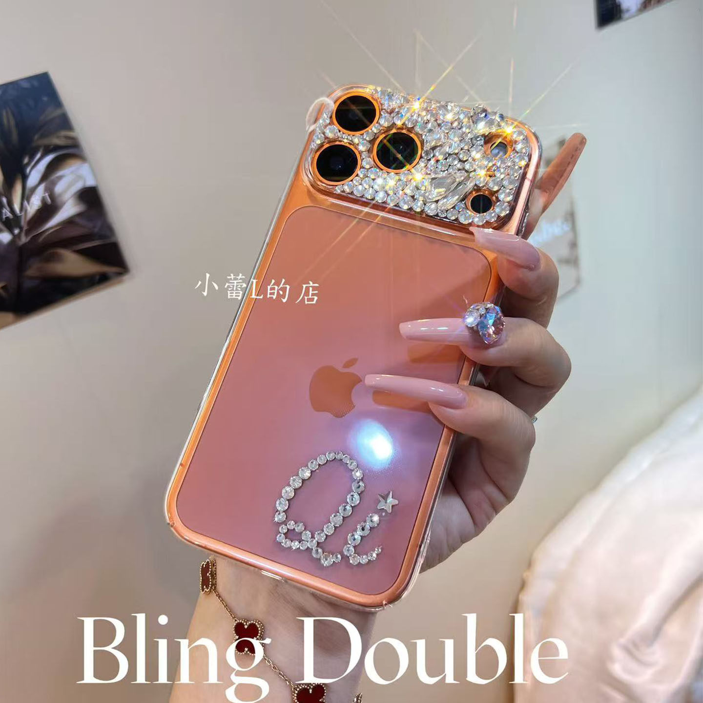 镜头水钻字母定制镜头满钻透明手机壳适用苹果17promax/16p17华为,淘宝优惠券,粉丝福利购,淘宝优惠卷