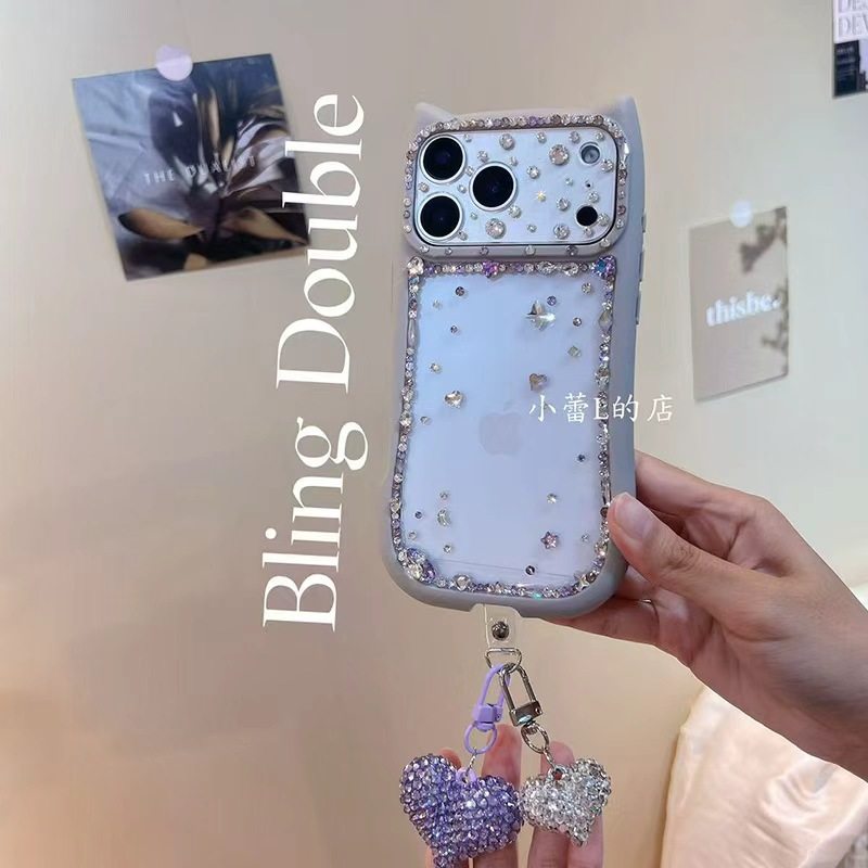 猫猫耳水钻满天星水钻手机壳适用苹果17promax/16pro/17pro华为,淘宝优惠券,粉丝福利购,淘宝优惠卷