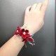 2025 новый оригинальный высококачественный бархатный тканевый бордовый свадебный браслет для невесты, свадебный браслет на запястье с цветком