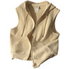 Layered artifact/casual hooded cardigan vest for women