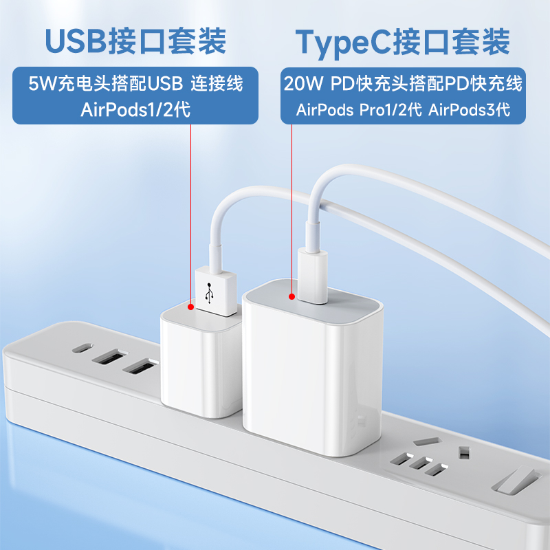 适用苹果蓝牙耳机充电器头AirPods快充线Pro充电盒华为接口电源插头1/2/3代最新款PD20W专用冲原Typec正品s13