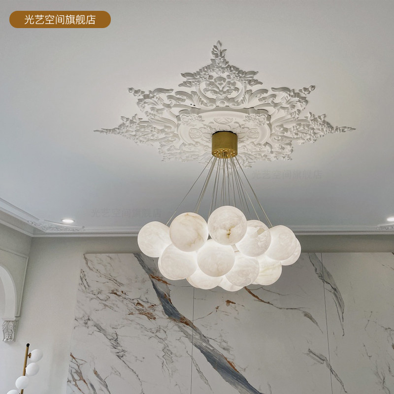 轻奢全铜云石吊灯后现代创意客厅餐厅复式楼家装网红气球云石球灯,淘宝优惠券,粉丝福利购,淘宝优惠卷