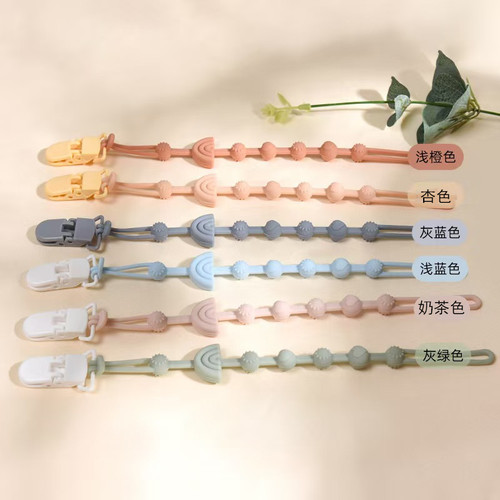 婴儿安抚奶嘴防掉链宝宝咬胶玩具防丢挂绳夹子食品硅胶牙胶固定器 - 图3