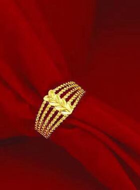 戒指女款爱心五线转运可调节黄色