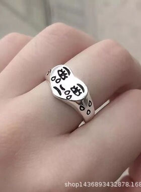 新款黑色爱心简约时尚戒指女配饰