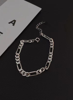 古巴银色手链男潮ins小众设计简