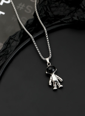 太空人宇航员毛衣长款项链男嘻哈吊坠卫衣搭配女生潮饰品挂件