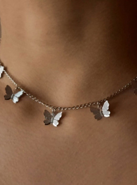 欧美时尚项链可爱蝴蝶吊坠项链飞