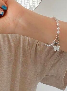 日韩小众设计感超仙蝴蝶吊坠仿珍